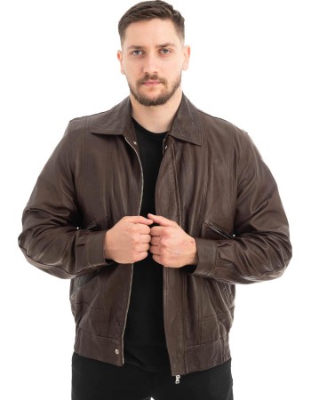  Γνήσιο Ανδρικό Δερμάτινο Μπουφάν - Z596