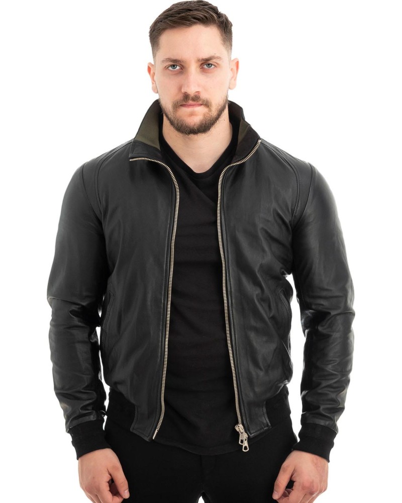  Γνήσιο Ανδρικό Δερμάτινο Μπουφάν - Z611