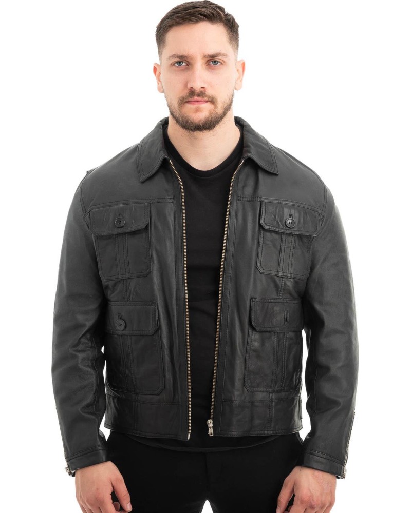  Γνήσιο Ανδρικό Δερμάτινο Μπουφάν - Z612