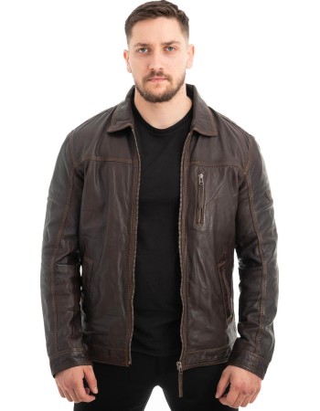  Γνήσιο Ανδρικό Δερμάτινο Μπουφάν - Z640