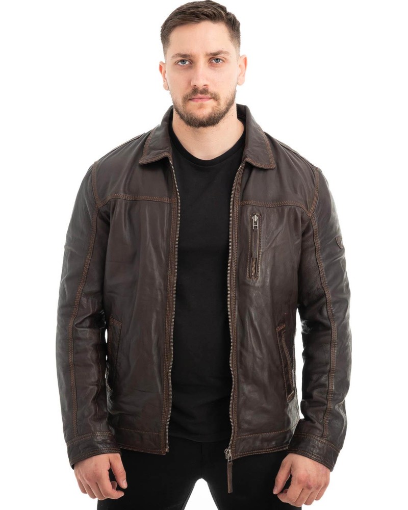  Γνήσιο Ανδρικό Δερμάτινο Μπουφάν - Z640