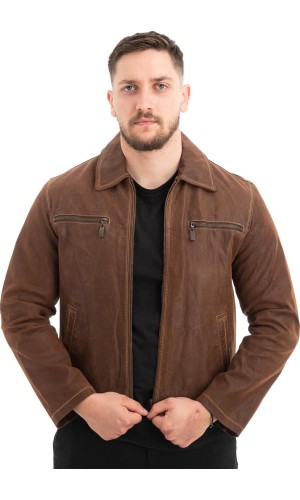  Γνήσιο Ανδρικό Δερμάτινο Μπουφάν - Z656