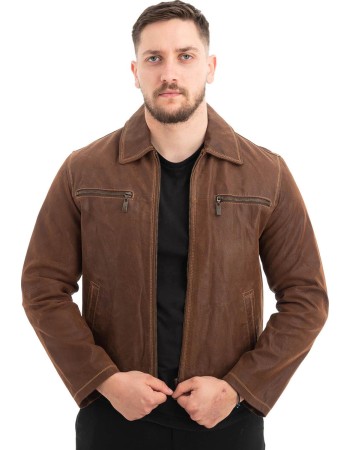  Γνήσιο Ανδρικό Δερμάτινο Μπουφάν - Z656