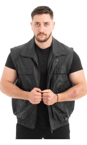 Γνήσιο Ανδρικό Δερμάτινο Γιλέκο - Z661