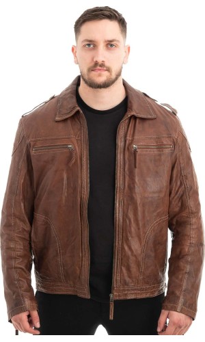  Γνήσιο Ανδρικό Δερμάτινο Μπουφάν - Z668