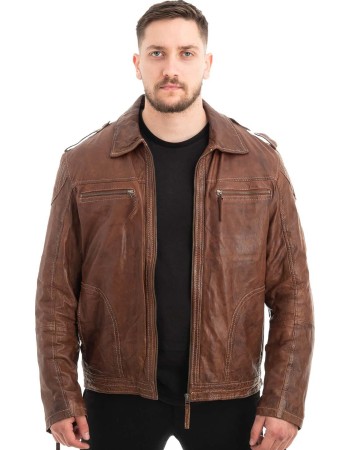  Γνήσιο Ανδρικό Δερμάτινο Μπουφάν - Z668