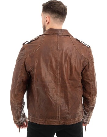  Γνήσιο Ανδρικό Δερμάτινο Μπουφάν - Z668