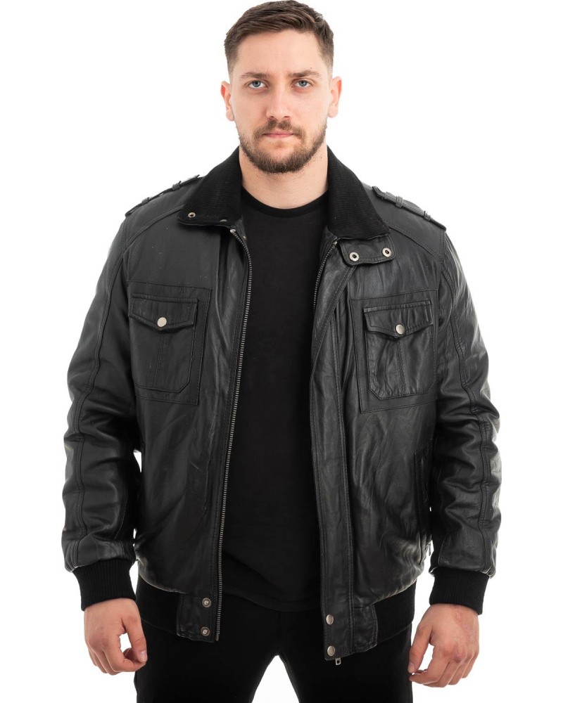  Γνήσιο Ανδρικό Δερμάτινο Μπουφάν - Z672