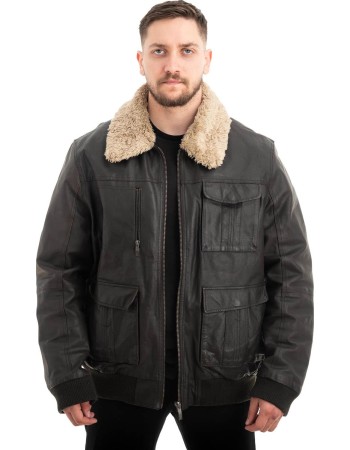  Γνήσιο Ανδρικό Δερμάτινο Μπουφάν - Z673
