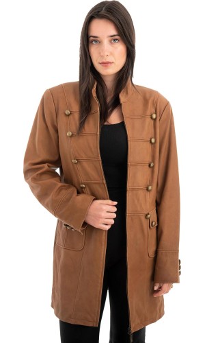 Γνήσιο Γυναικέιο Δερμάτινο Παλτό - Z696