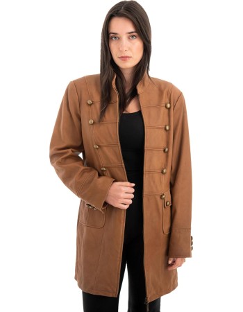 Γνήσιο Γυναικέιο Δερμάτινο Παλτό - Z696