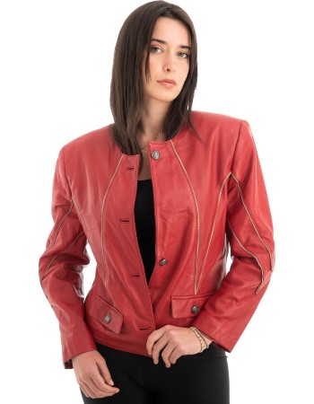 Γνήσιο Γυναικέιο Δερμάτινο Μπουφάν - Z701