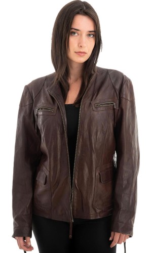 Γνήσιο Γυναικέιο Δερμάτινο Μπουφάν - Z705