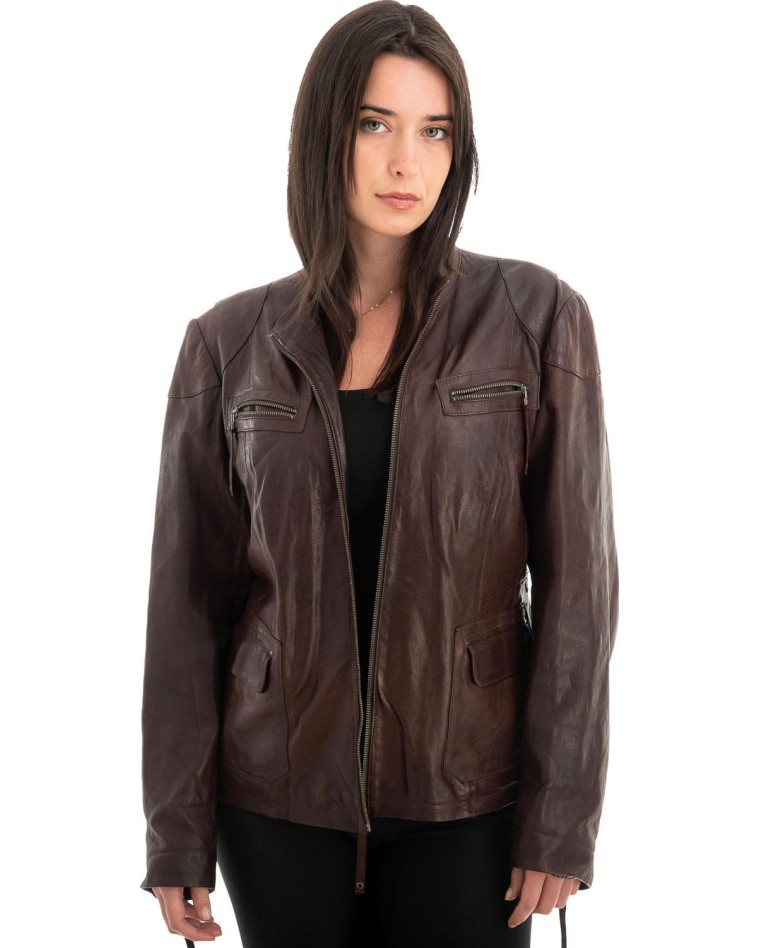 Γνήσιο Γυναικέιο Δερμάτινο Μπουφάν - Z705