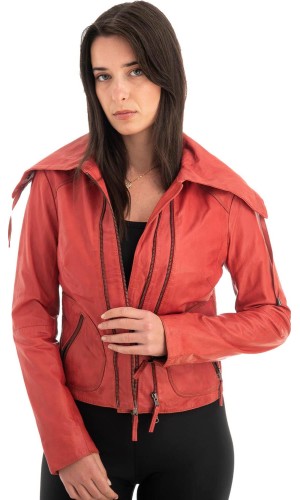 Γνήσιο Γυναικέιο Δερμάτινο Μπουφάν - Z721