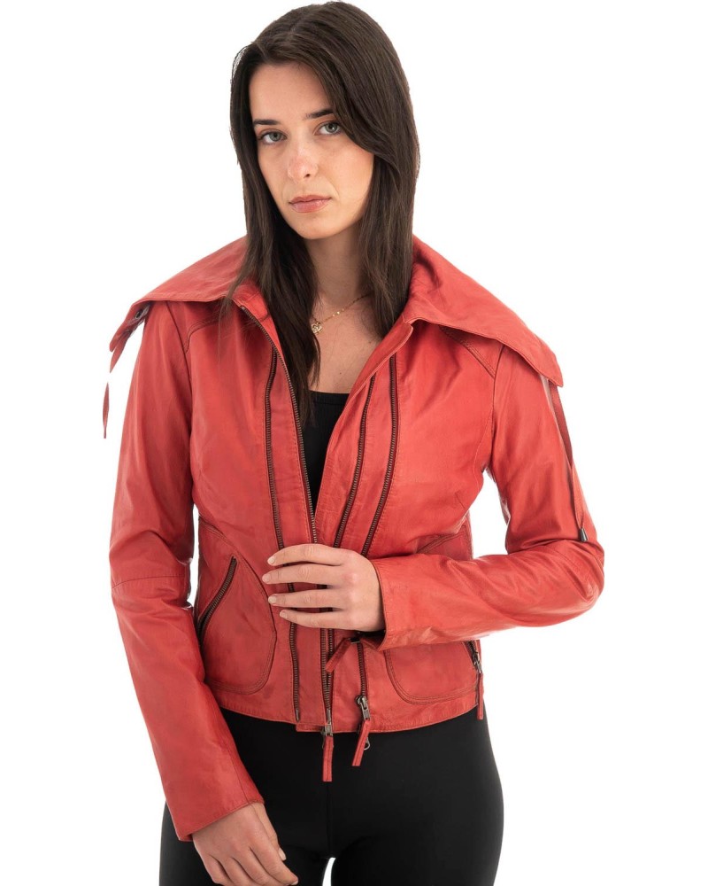 Γνήσιο Γυναικέιο Δερμάτινο Μπουφάν - Z721