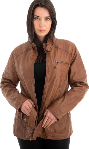 Γνήσιο Γυναικέιο Δερμάτινο Μπουφάν - Z723