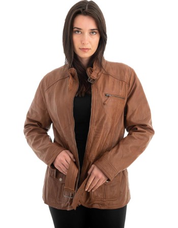 Γνήσιο Γυναικέιο Δερμάτινο Μπουφάν - Z723