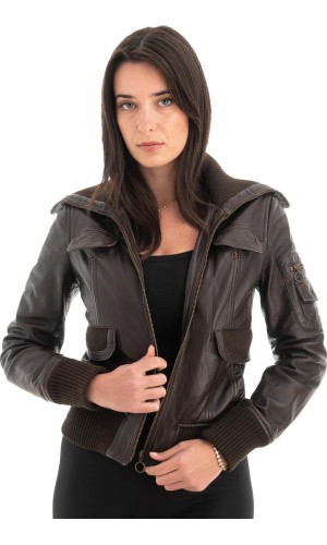 Γνήσιο Γυναικέιο Δερμάτινο Μπουφάν - Z728