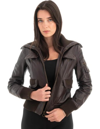 Γνήσιο Γυναικέιο Δερμάτινο Μπουφάν - Z728