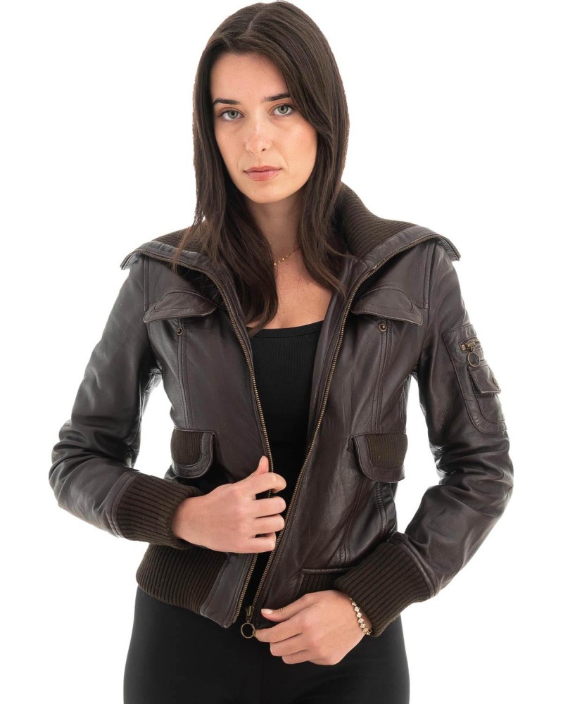 Γνήσιο Γυναικέιο Δερμάτινο Μπουφάν - Z728