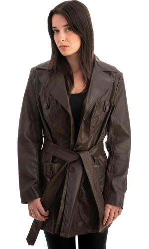 Γνήσιο Γυναικέιο Δερμάτινο Παλτό - Z730