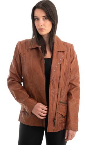 Γνήσιο Γυναικέιο Δερμάτινο Μπουφάν - Z731