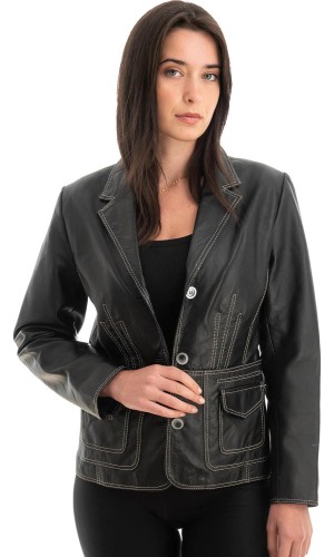 Γνήσιο Γυναικέιο Δερμάτινο Σακάκι - Z732