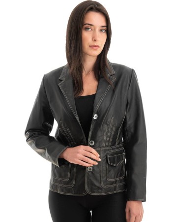 Γνήσιο Γυναικέιο Δερμάτινο Σακάκι - Z732