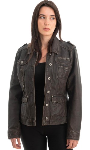 Γνήσιο Γυναικέιο Δερμάτινο Μπουφάν - Z736