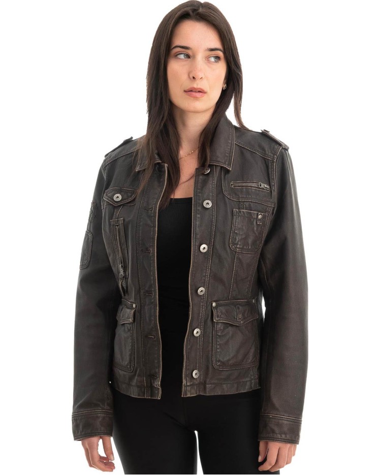 Γνήσιο Γυναικέιο Δερμάτινο Μπουφάν - Z736