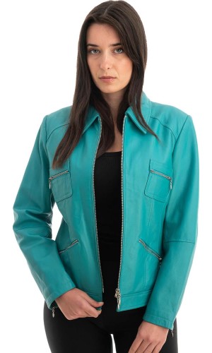 Γνήσιο Γυναικέιο Δερμάτινο Μπουφάν - Z739