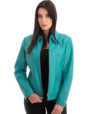 Γνήσιο Γυναικέιο Δερμάτινο Μπουφάν - Z739