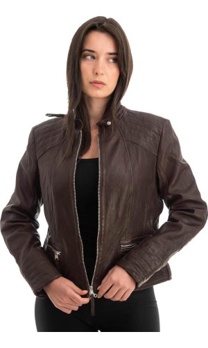 Γνήσιο Γυναικέιο Δερμάτινο Μπουφάν - Z743