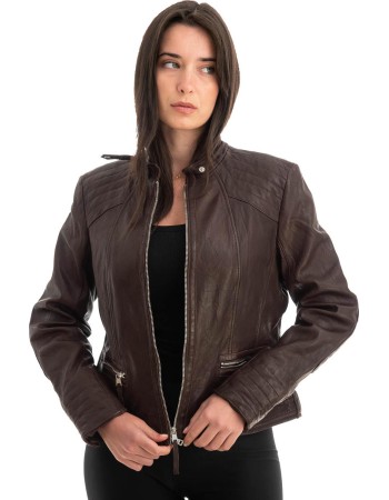 Γνήσιο Γυναικέιο Δερμάτινο Μπουφάν - Z743