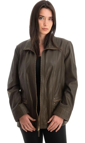 Γνήσιο Γυναικέιο Δερμάτινο Μπουφάν - Z746