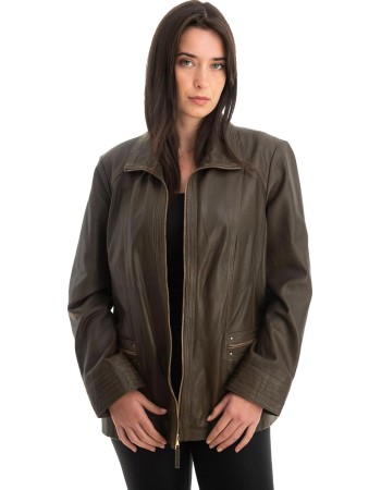 Γνήσιο Γυναικέιο Δερμάτινο Μπουφάν - Z746