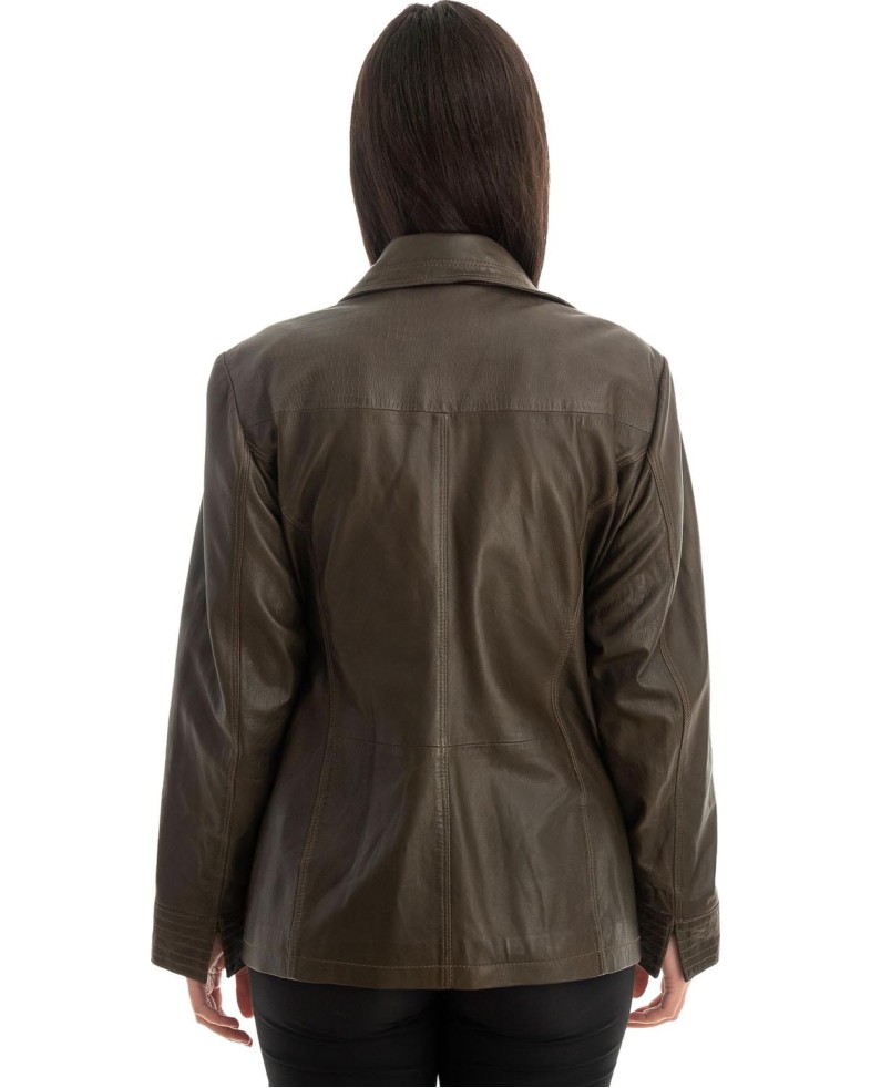 Γνήσιο Γυναικέιο Δερμάτινο Μπουφάν - Z746