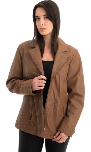 Γνήσιο Γυναικέιο Δερμάτινο Μπουφάν - Z747