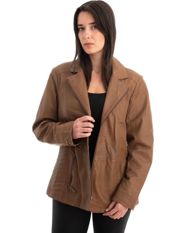 Γνήσιο Γυναικέιο Δερμάτινο Μπουφάν - Z747