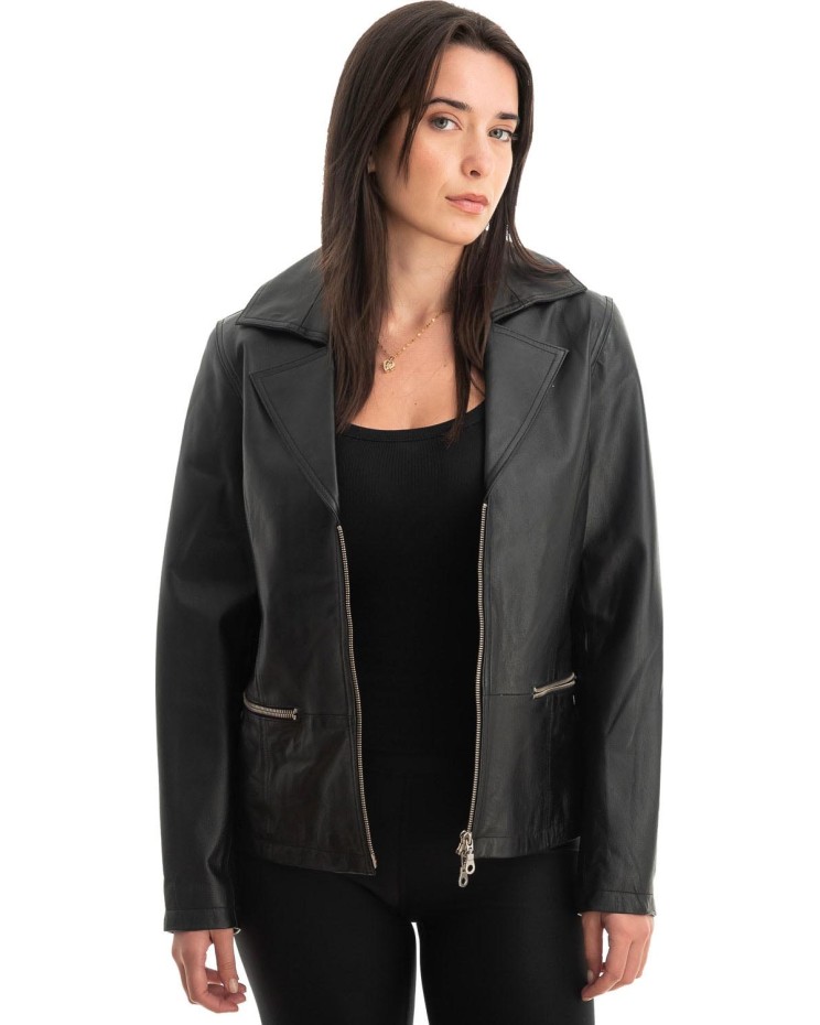 Γνήσιο Γυναικέιο Δερμάτινο Μπουφάν - Z755