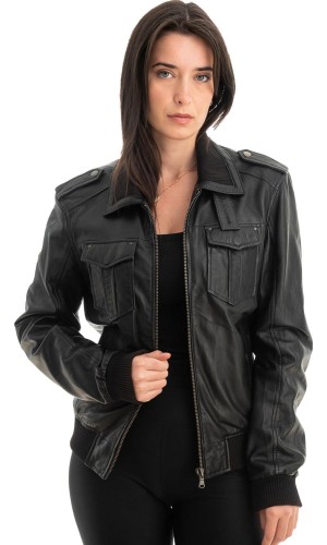 Γνήσιο Γυναικέιο Δερμάτινο Μπουφάν - Z759