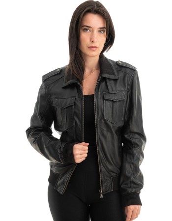 Γνήσιο Γυναικέιο Δερμάτινο Μπουφάν - Z759