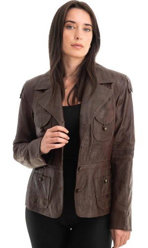 Γνήσιο Γυναικέιο Δερμάτινο Μπουφάν - Z765