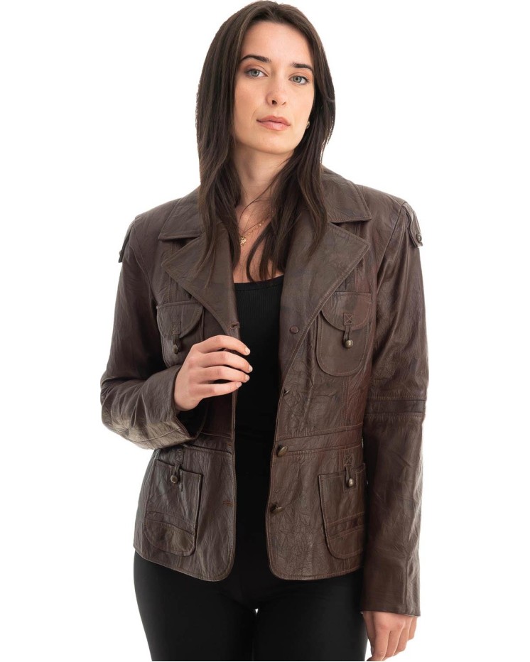 Γνήσιο Γυναικέιο Δερμάτινο Μπουφάν - Z765