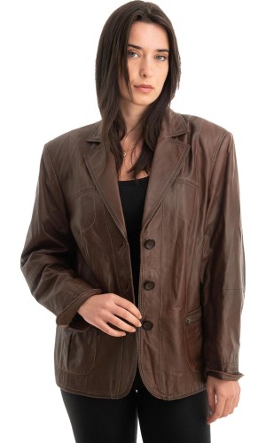 Γνήσιο Γυναικέιο Δερμάτινο Σακάκι - Z766