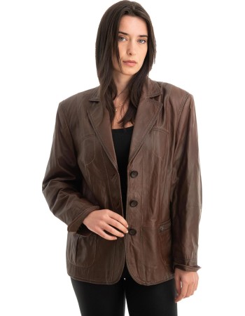 Γνήσιο Γυναικέιο Δερμάτινο Σακάκι - Z766