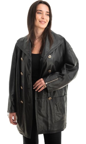 Γνήσιο Γυναικέιο Δερμάτινο Παλτό - Z772