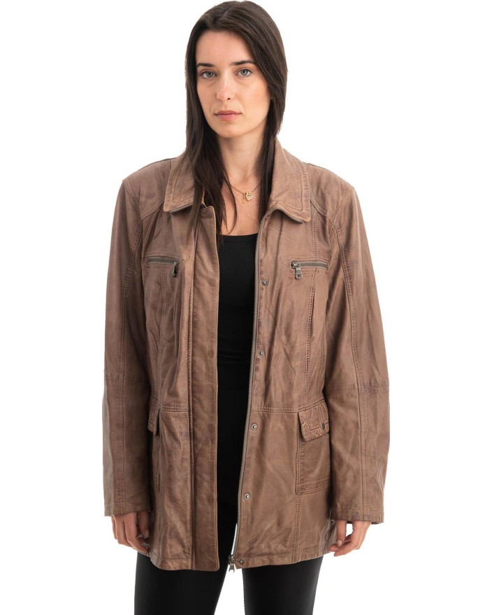 Γνήσιο Γυναικέιο Δερμάτινο Μπουφάν - Z784