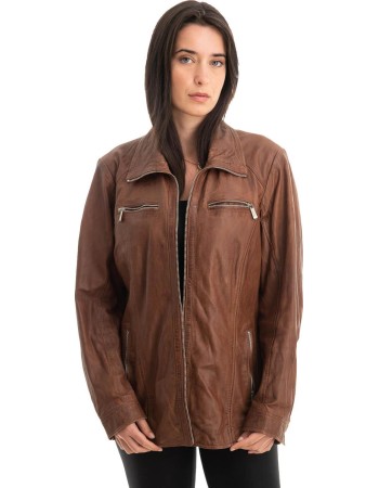 Γνήσιο Γυναικέιο Δερμάτινο Μπουφάν - Z787